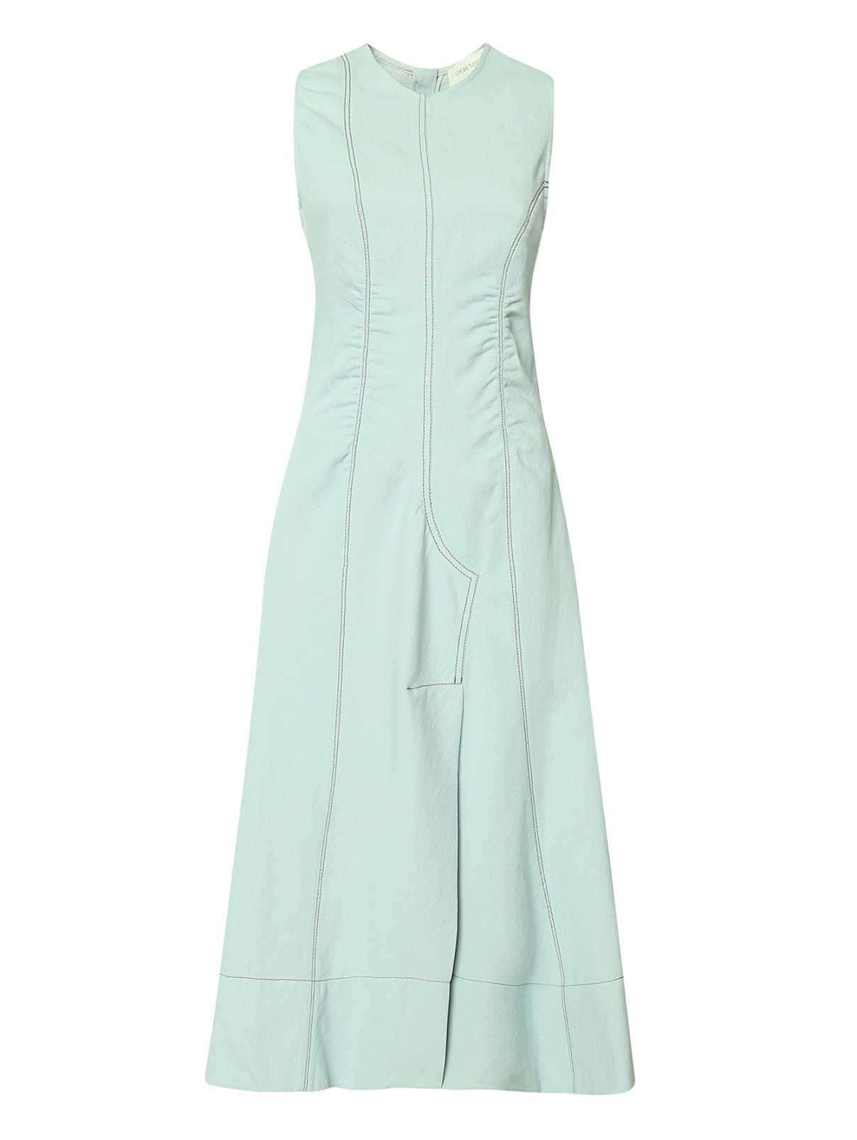 Платье из льняного денима Sportmax  –  Общий вид  – Цвет:  Синий