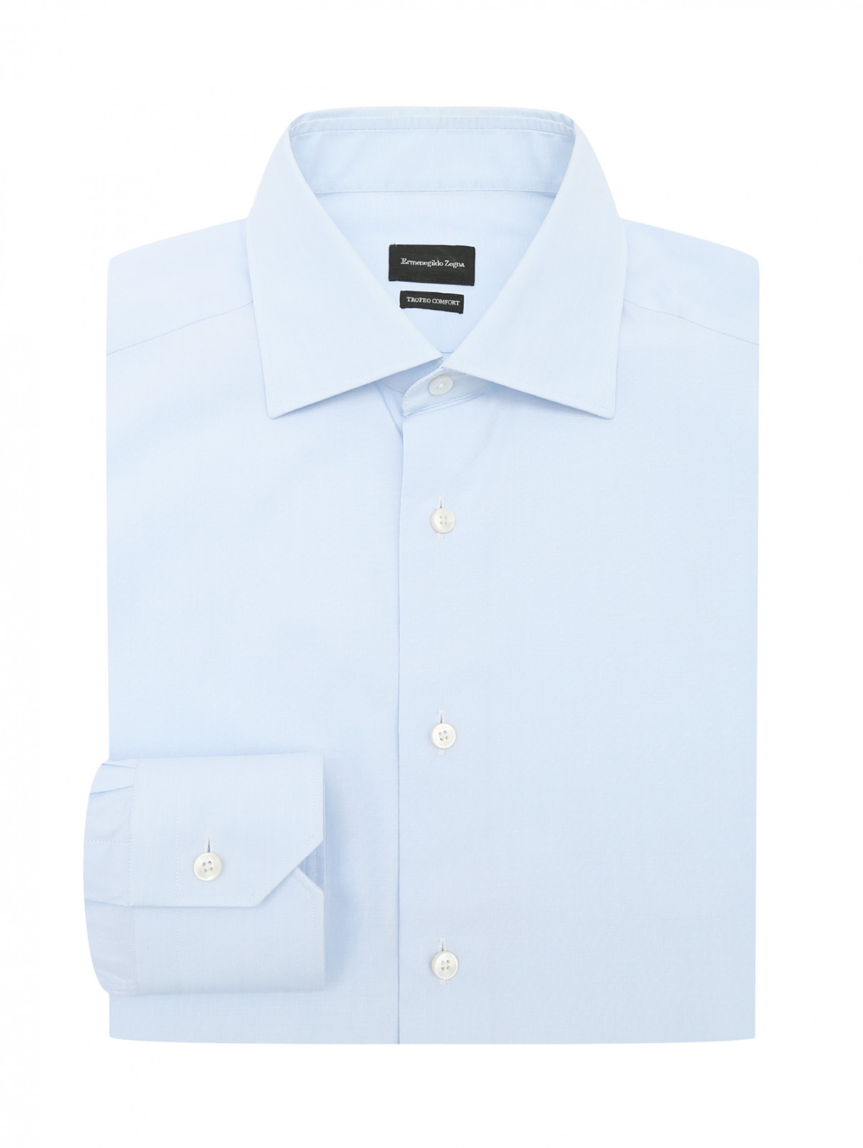 Рубашка из хлопка Ermenegildo Zegna  –  Общий вид  – Цвет:  Синий