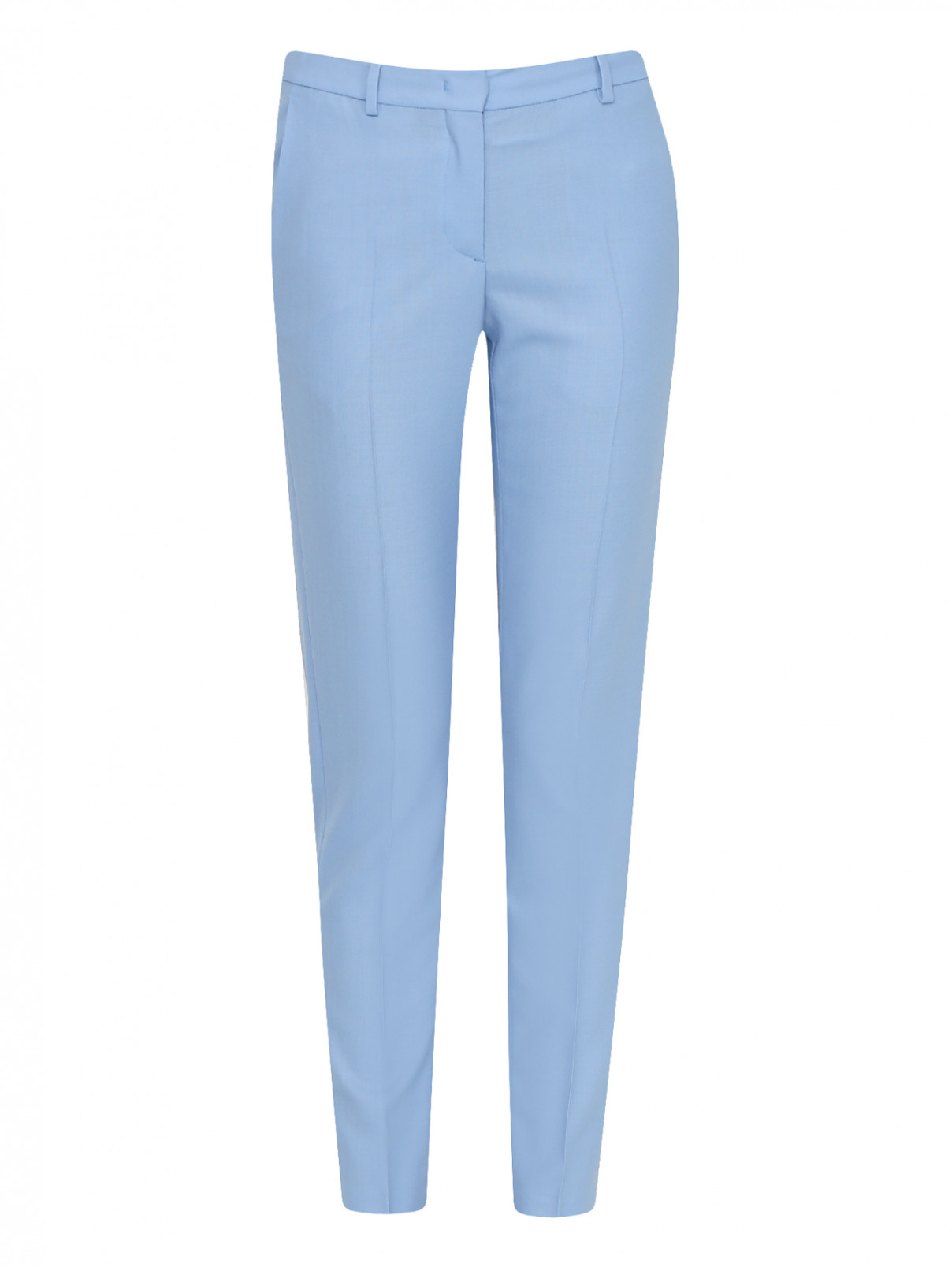 Укороченные брюки из шерсти зауженного кроя Paul Smith  –  Общий вид  – Цвет:  Синий