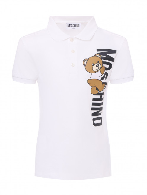 Поло из хлопка с принтом Moschino - Общий вид