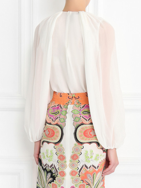 Блуза из шелка с декоративной вышивкой - Модель Верх-Низ1