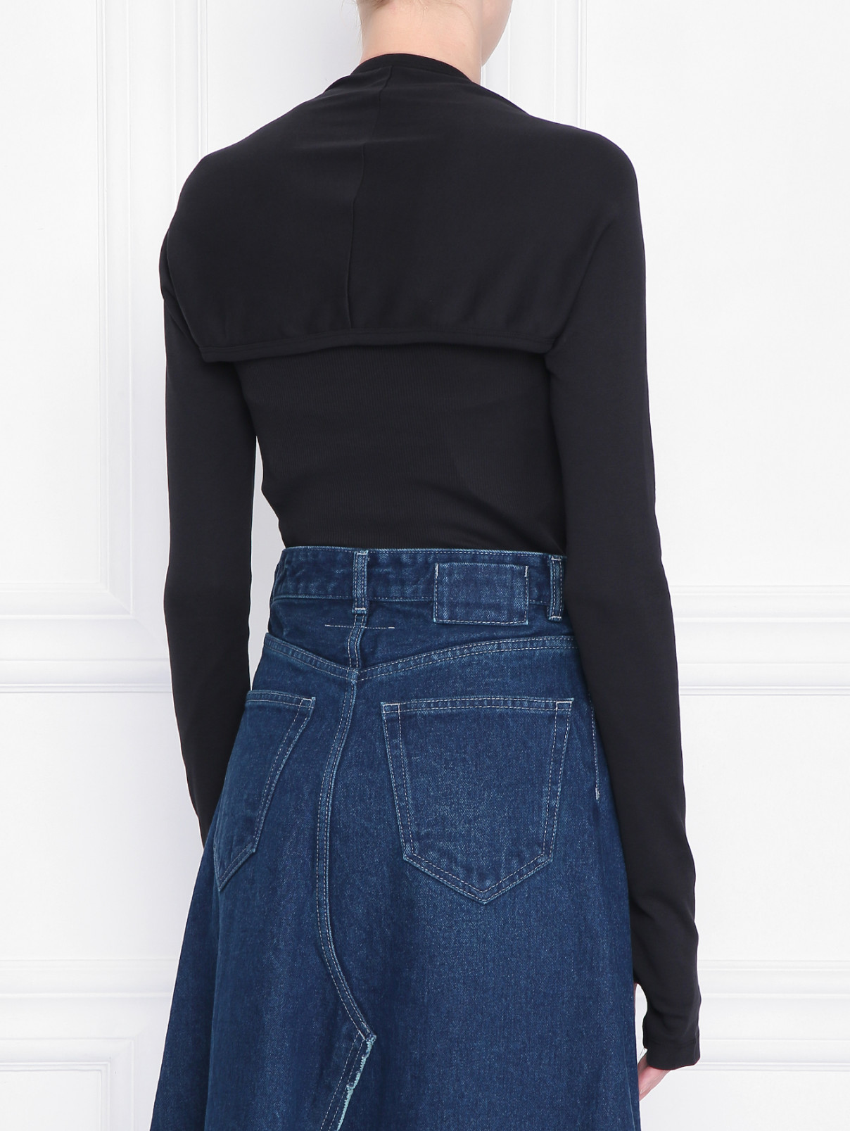 Лонгслив из хлопка с вырезами Helmut Lang  –  МодельВерхНиз1  – Цвет:  Черный