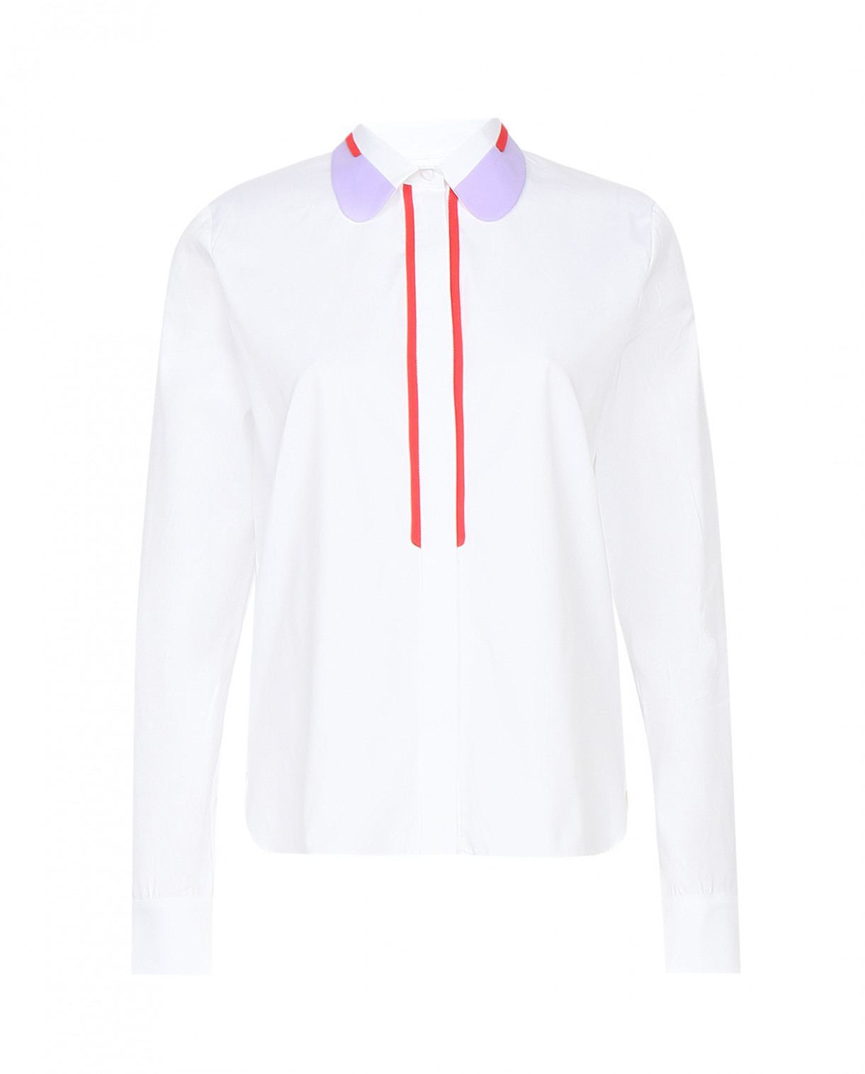 Рубашка из хлопка с контрастной отделкой Carven  –  Общий вид  – Цвет:  Белый