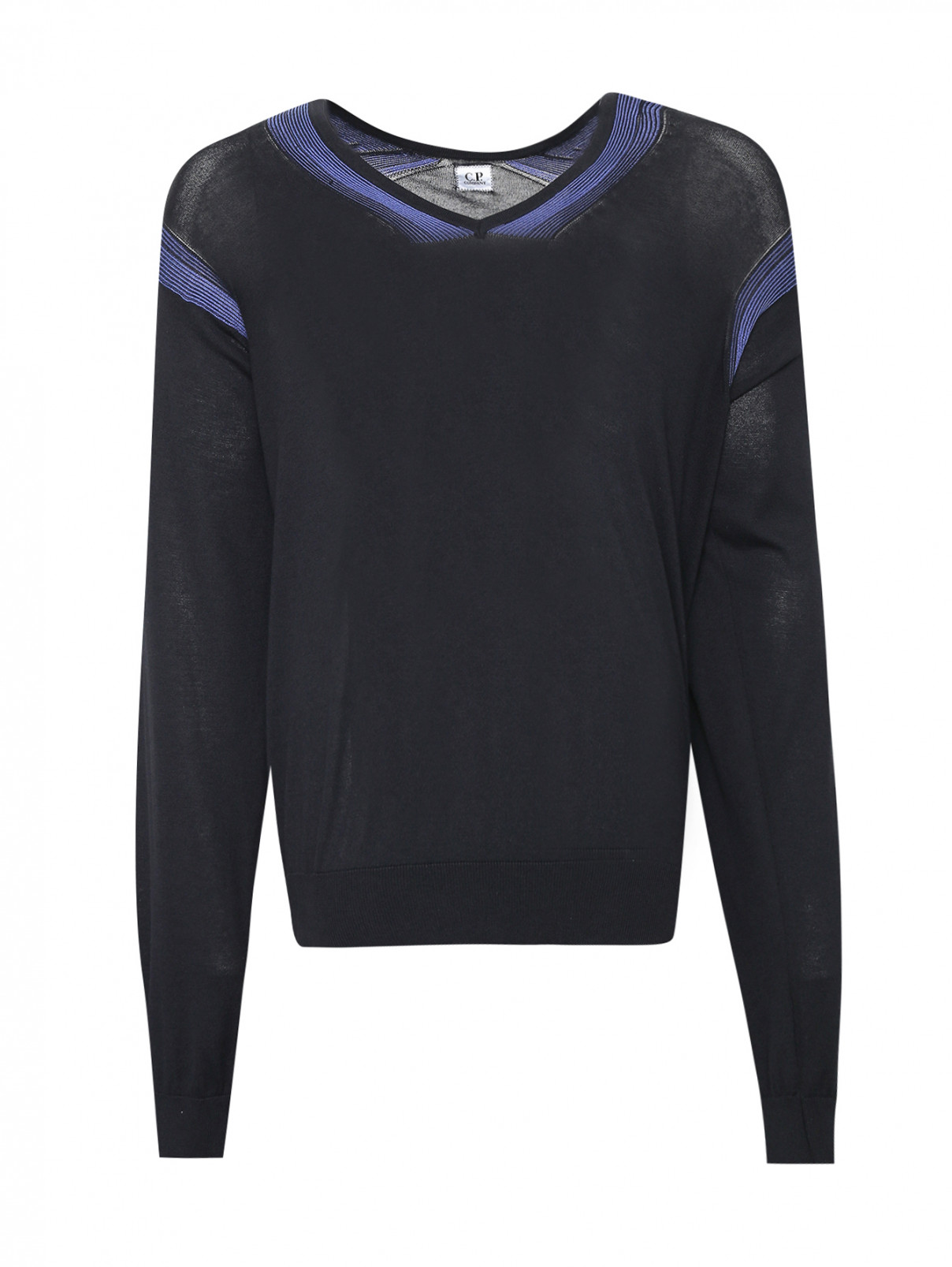 Пуловер из хлопка и шелка C.P. Company  –  Общий вид  – Цвет:  Синий