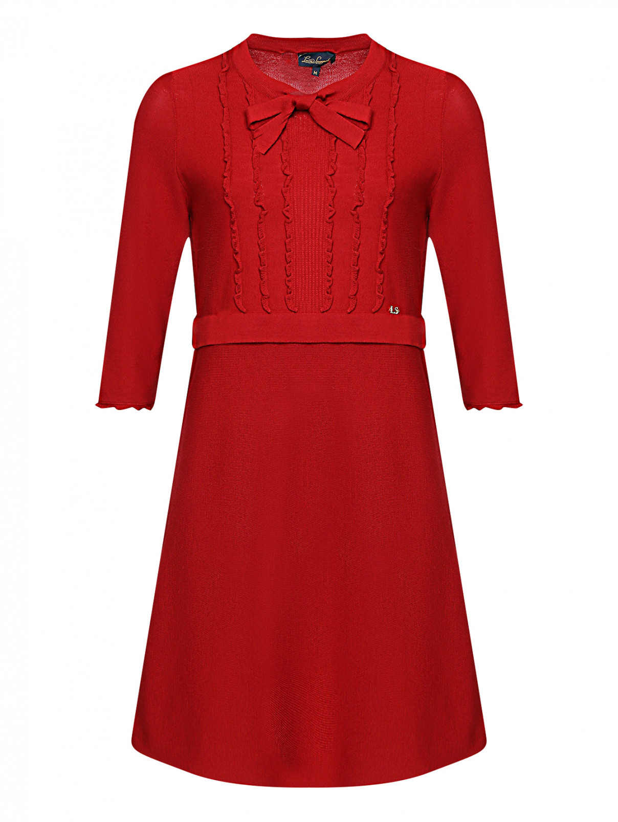 Трикотажное платье из шерсти с бантом Luisa Spagnoli  –  Общий вид  – Цвет:  Красный