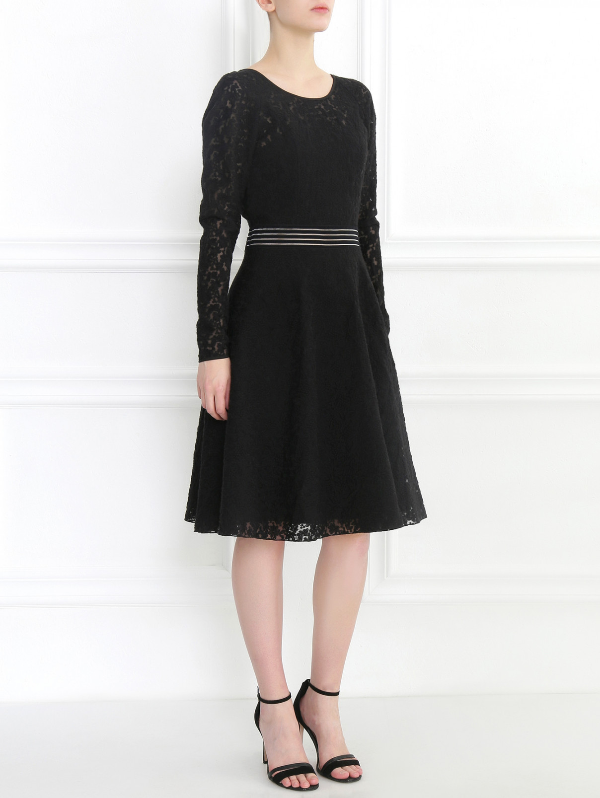Платье из хлопка и нейлона с длинным рукавом DESIGNERS REMIX  –  Модель Общий вид  – Цвет:  Черный