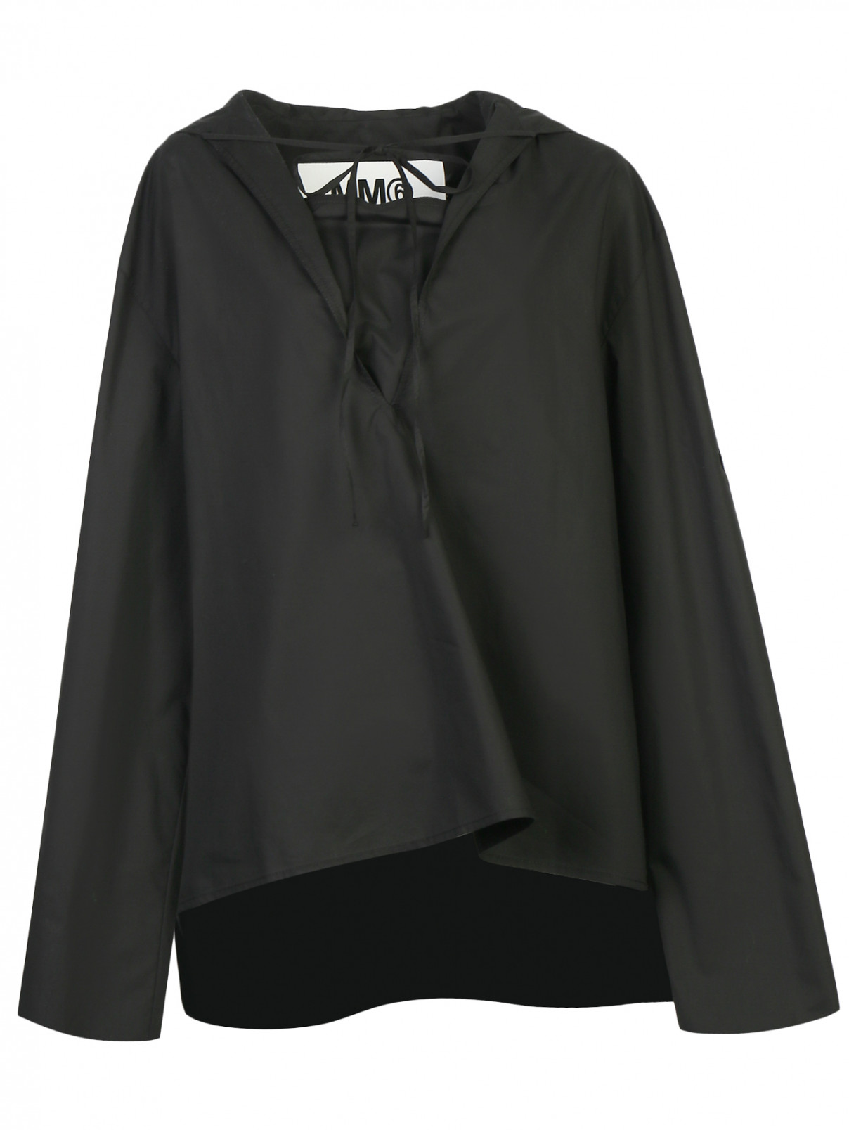 Рубашка из хлопка асимметричного кроя MM6  –  Общий вид  – Цвет:  Черный