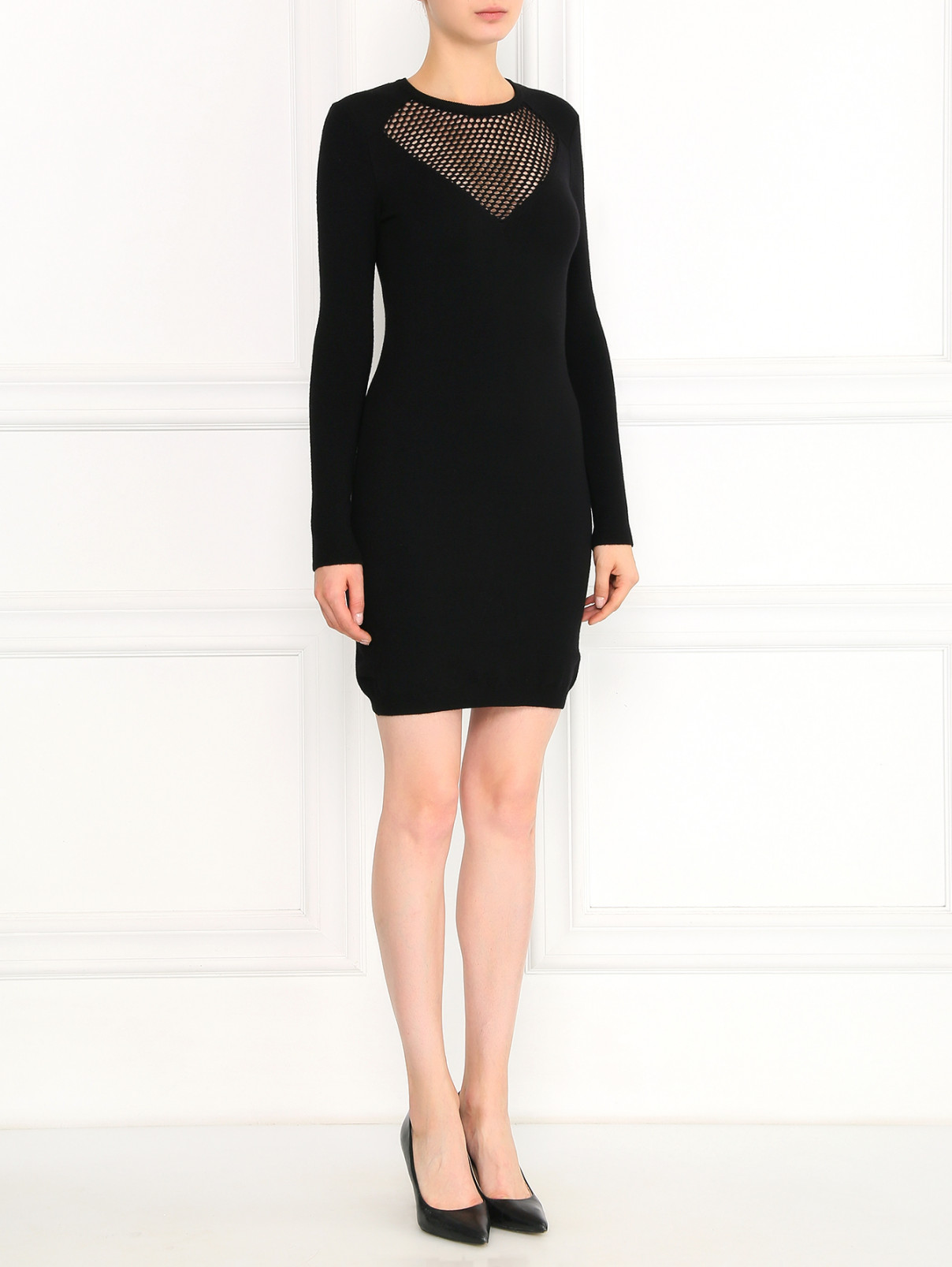 Платье из шерсти Moschino Cheap&Chic  –  Модель Общий вид  – Цвет:  Черный