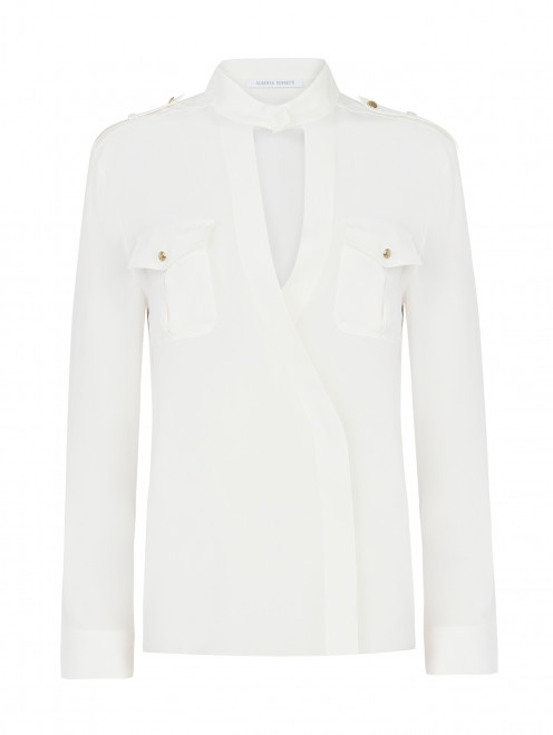 Шелковая блуза с запахом и накладными карманами Alberta Ferretti - Общий вид