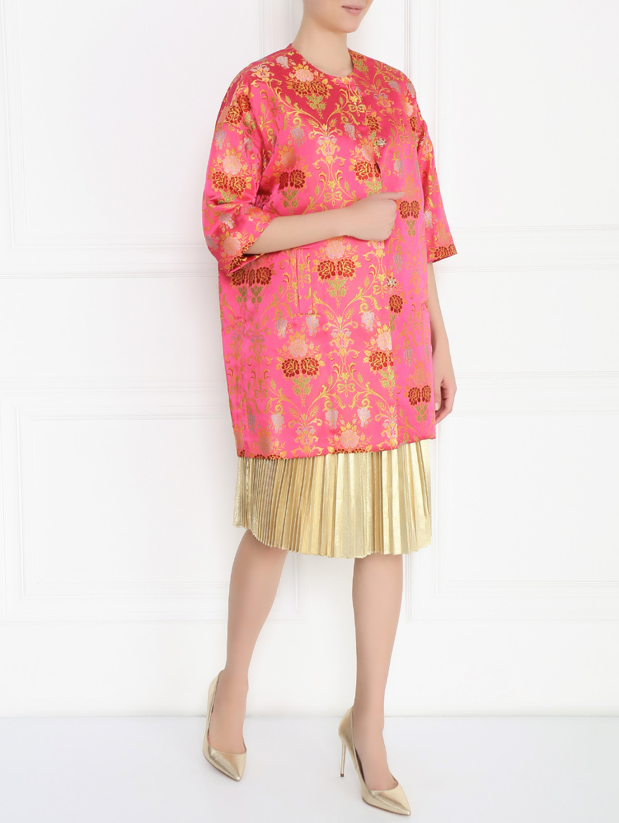 Плиссированная юбка-миди Manoush  –  Модель Общий вид  – Цвет:  Золотой