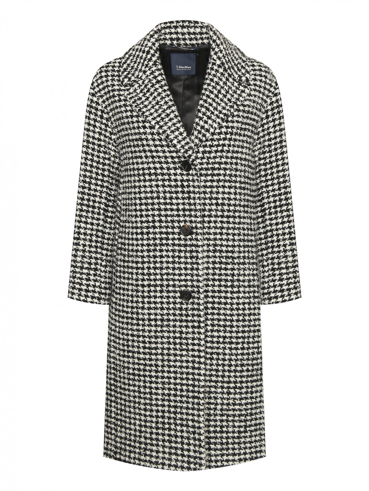 Пальто из шерсти с узором Max Mara  –  Общий вид  – Цвет:  Узор
