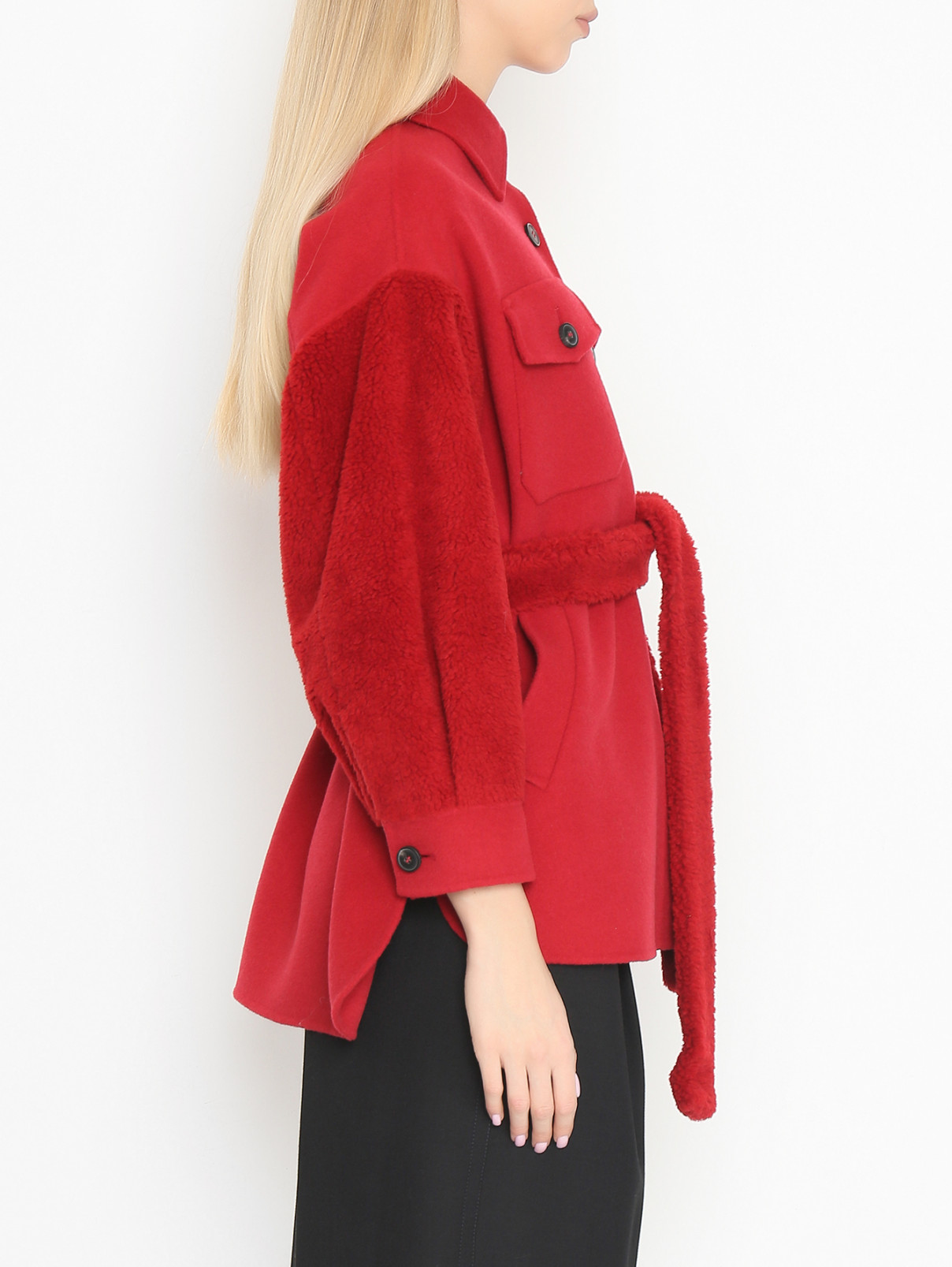 Куртка-рубашка из шерсти Weekend Max Mara  –  МодельВерхНиз2  – Цвет:  Красный