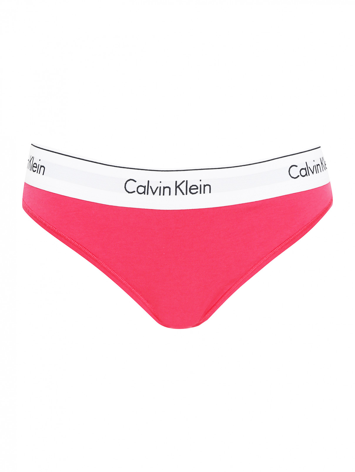 Трусы из хлопка с контрастной резинкой Calvin Klein  –  Общий вид  – Цвет:  Розовый