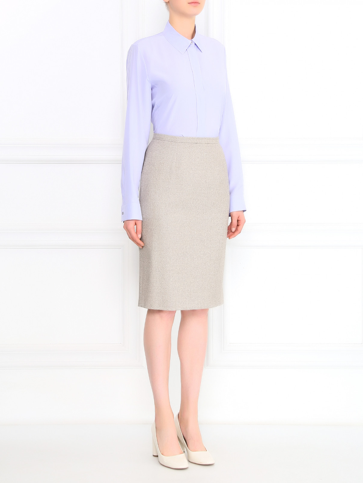 Блуза из шелка Jil Sander  –  Модель Общий вид  – Цвет:  Фиолетовый