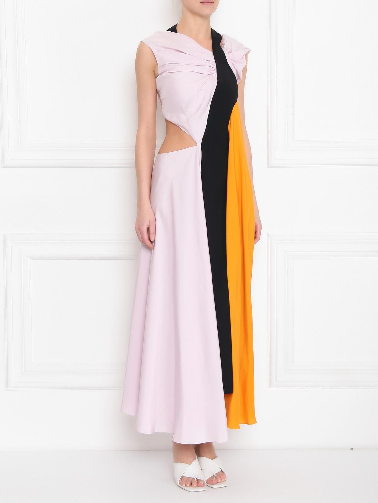 Платье из шелка ассиметричного кроя Nina Ricci  –  МодельВерхНиз  – Цвет:  Мультиколор