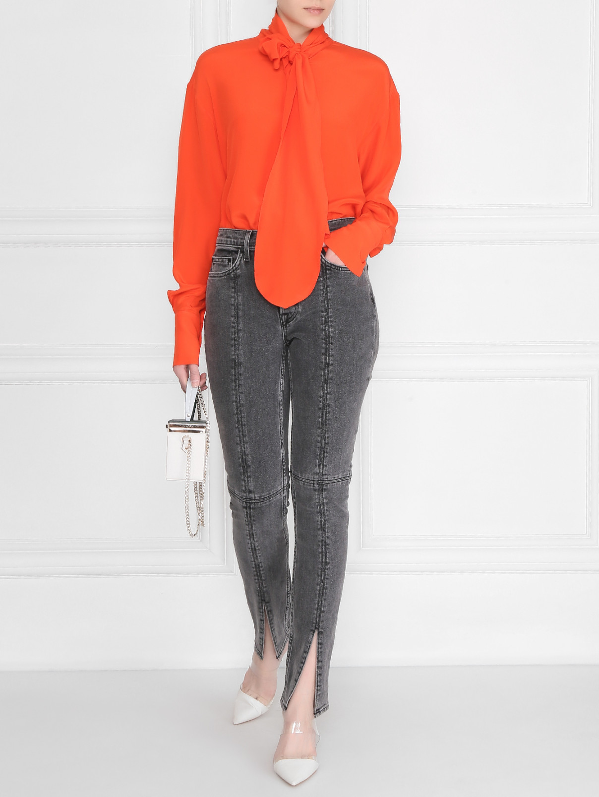 Удлиненная блуза из шелка Anglomania by V.Westwood  –  Модель Общий вид  – Цвет:  Оранжевый