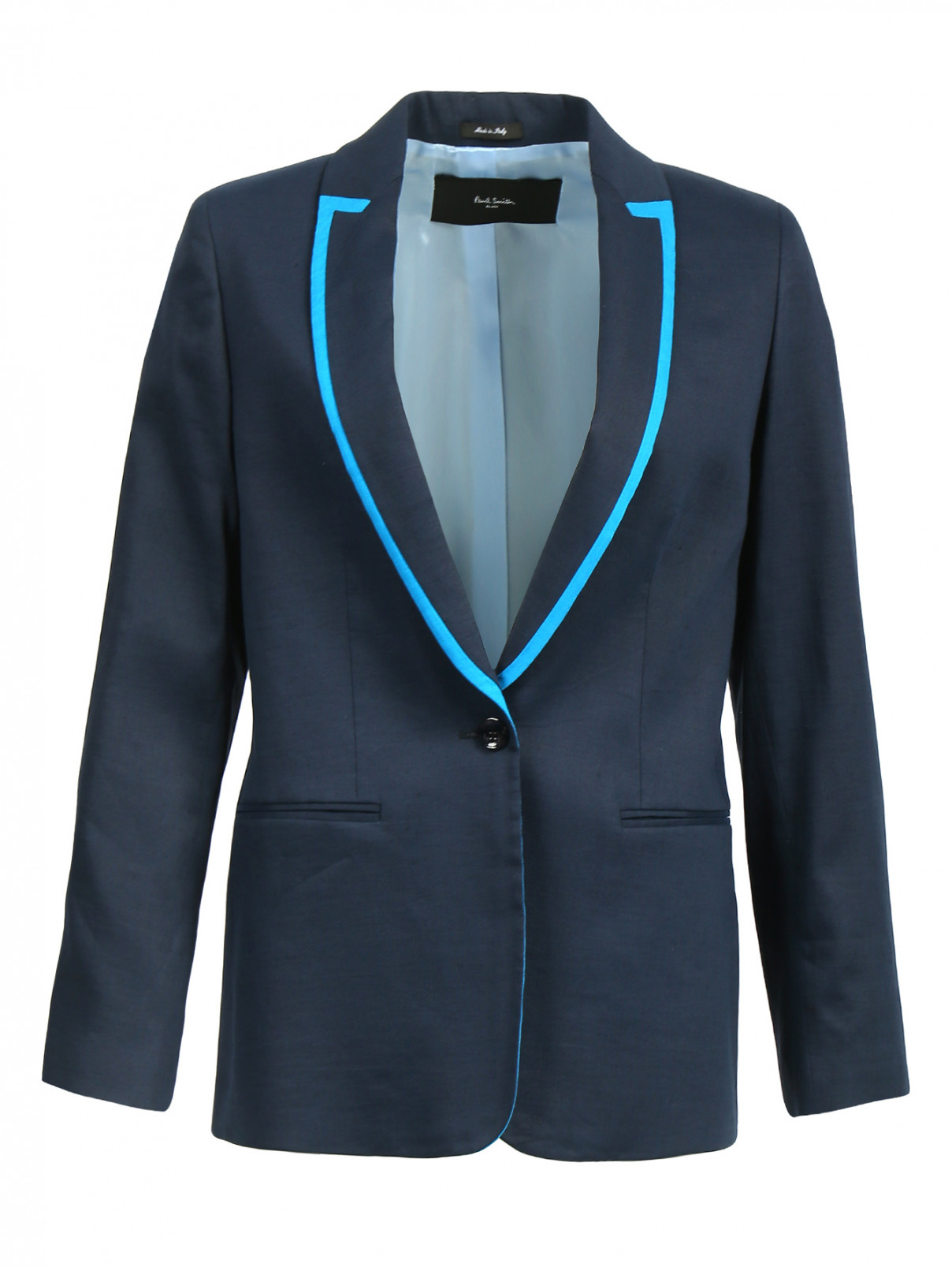 пиджак из смешаного льна с боковыми карманами Paul Smith  –  Общий вид  – Цвет:  Синий
