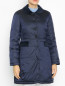Стеганое пальто прямого кроя с карманами и бархатным воротом PennyBlack  –  МодельВерхНиз