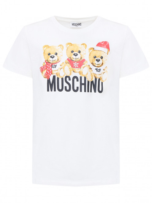 Трикотажная футболка с принтом Moschino - Общий вид