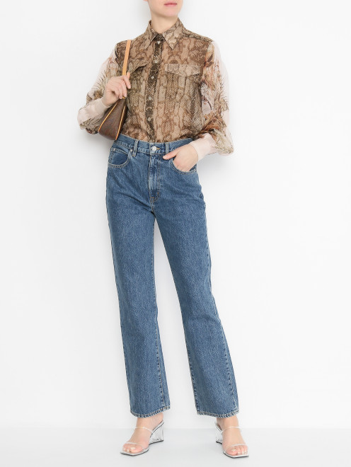 Блуза из шелка с узороом и карманами Alberta Ferretti - МодельОбщийВид