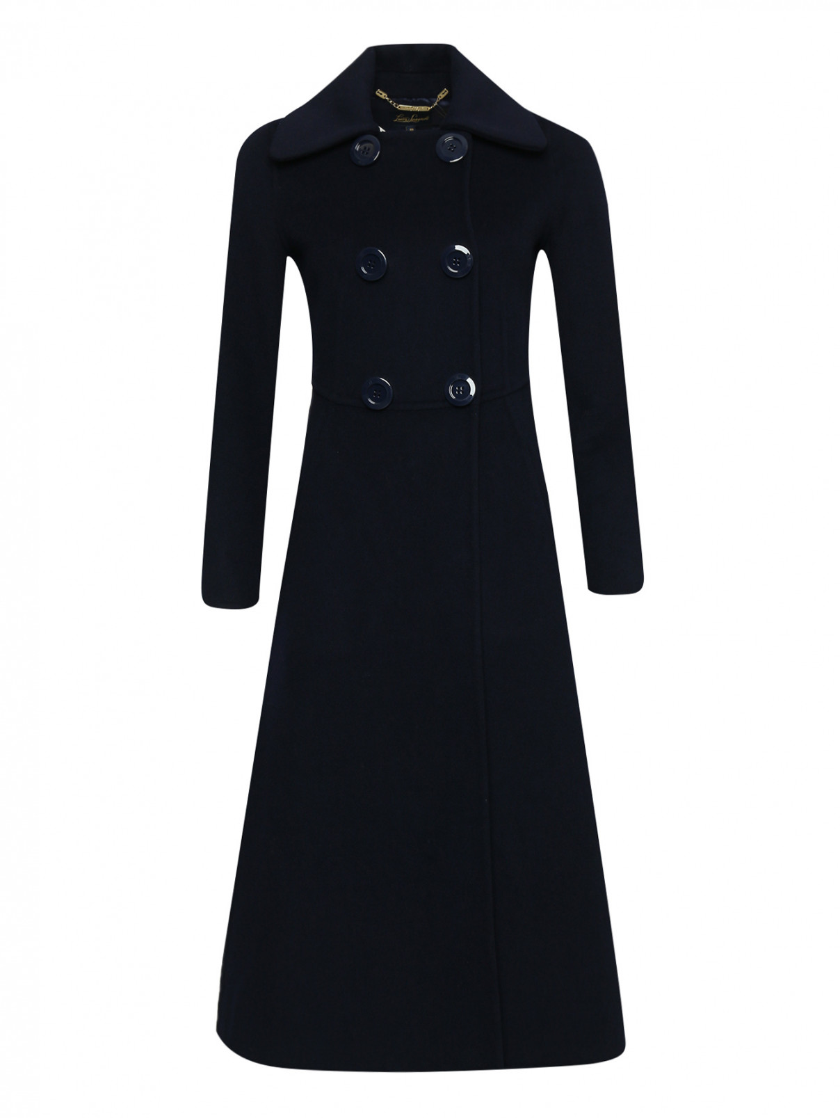 Двубортное пальто из смешанной шерсти Luisa Spagnoli  –  Общий вид  – Цвет:  Синий