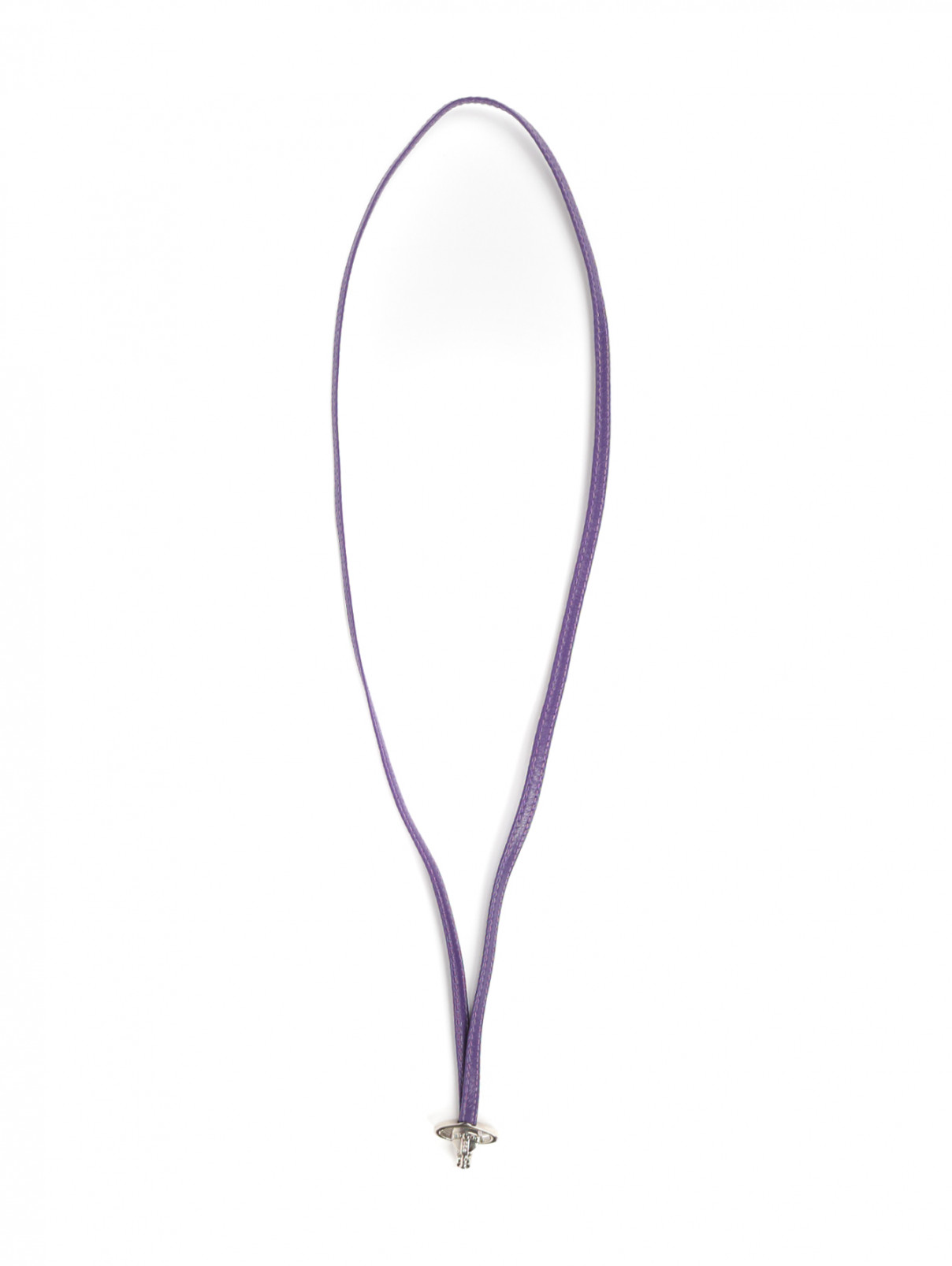 Брелок для телефона из кожи и металла Vivienne Westwood  –  Общий вид  – Цвет:  Фиолетовый