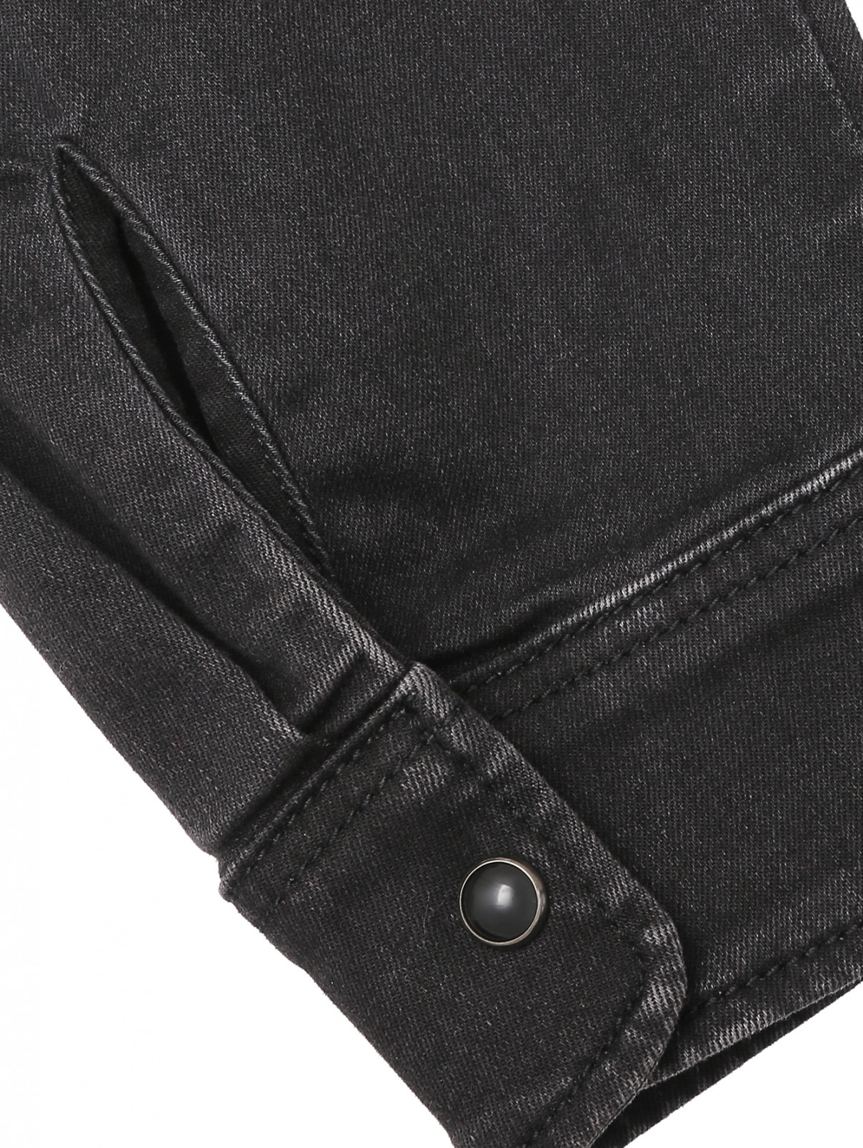 Рубашка из денима с карманом Karl Lagerfeld Denim  –  Деталь1  – Цвет:  Черный