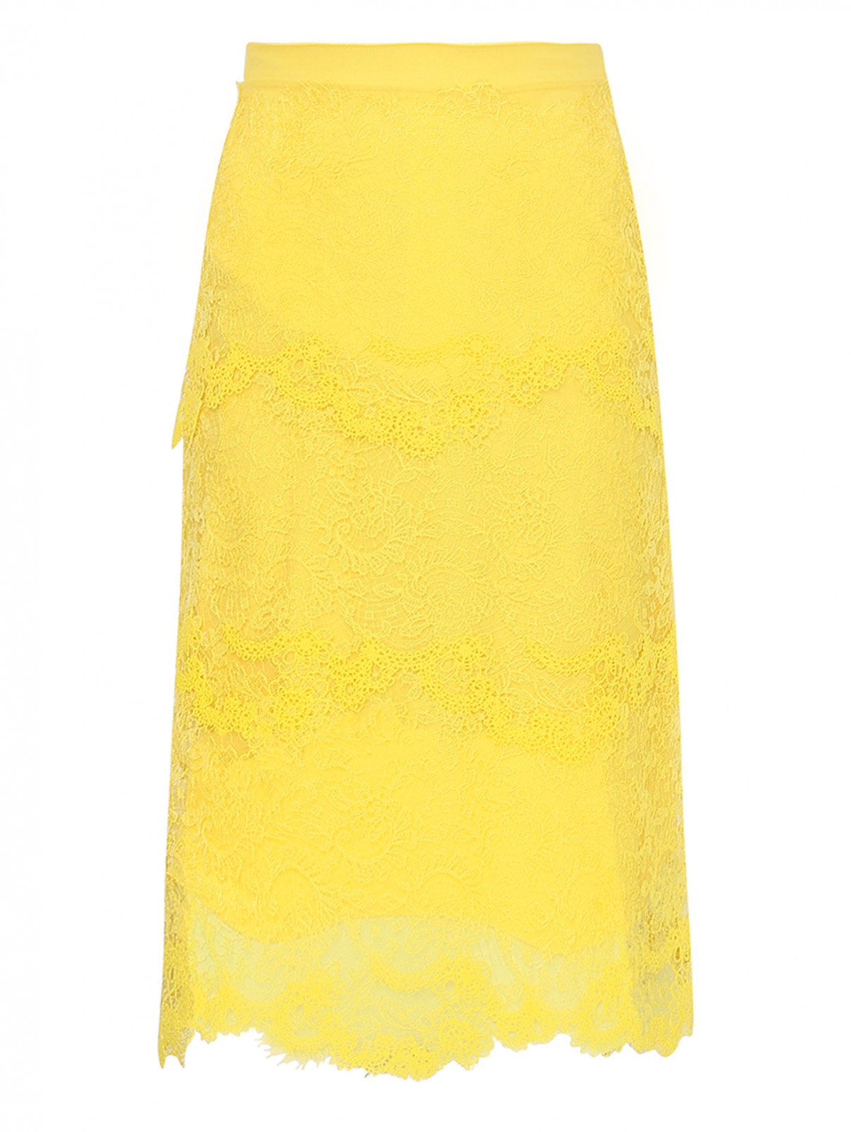 Юбка кружевная из шелка и хлопка Ermanno Scervino  –  Общий вид  – Цвет:  Желтый
