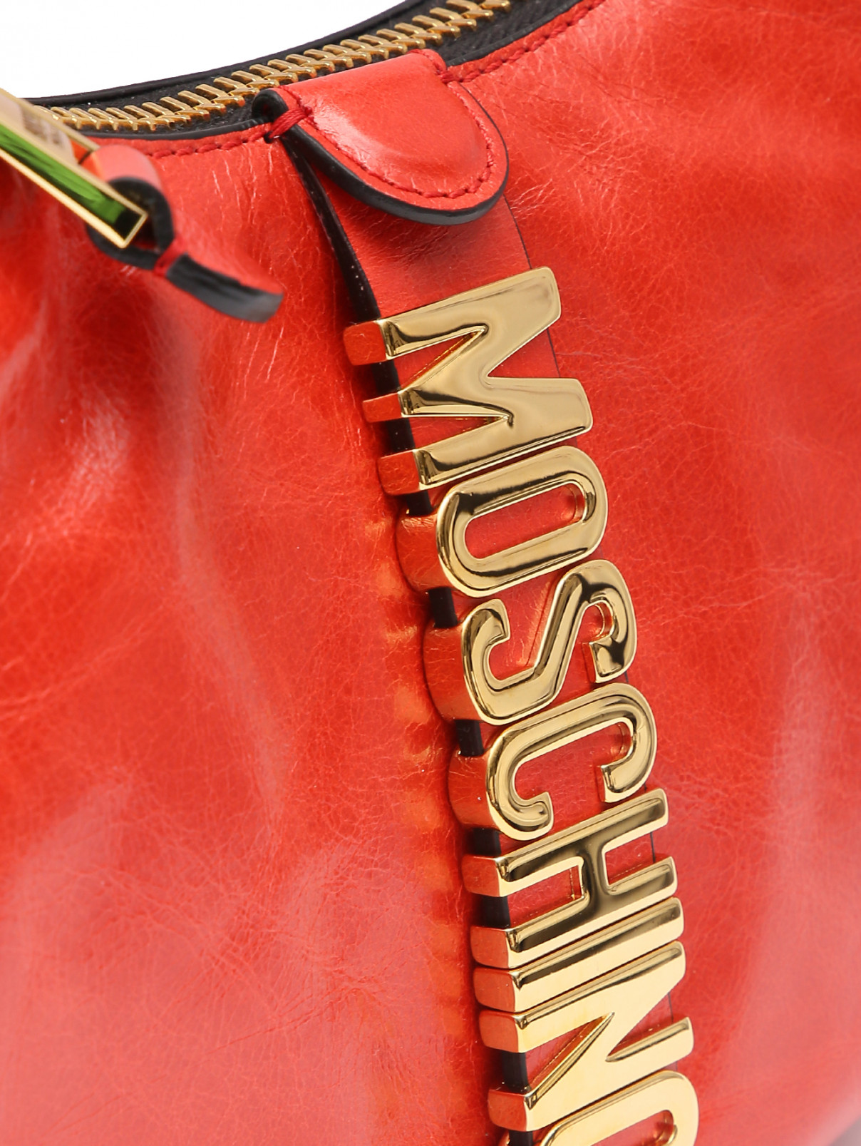 Сумка из кожи с логотипом Moschino  –  Деталь  – Цвет:  Красный