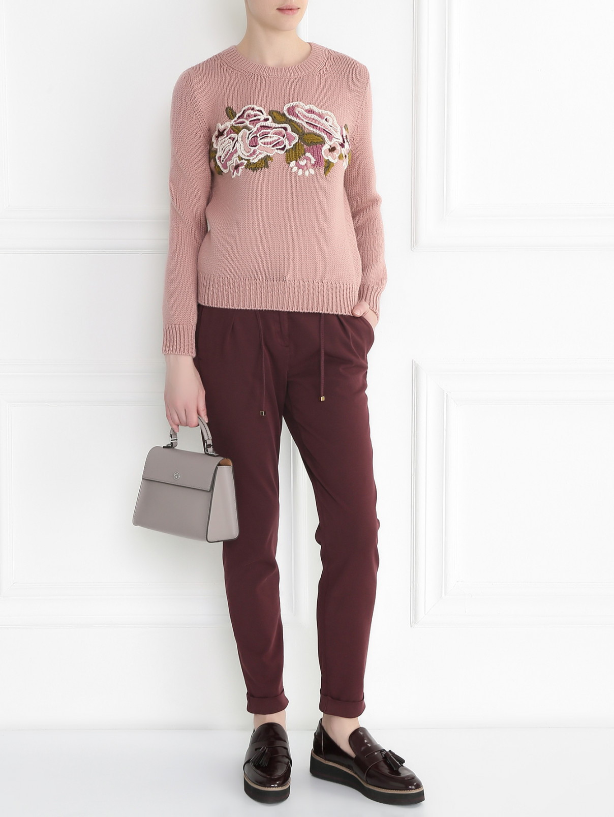 Свитер из шерсти с вышивкой Alberta Ferretti  –  Модель Общий вид  – Цвет:  Розовый