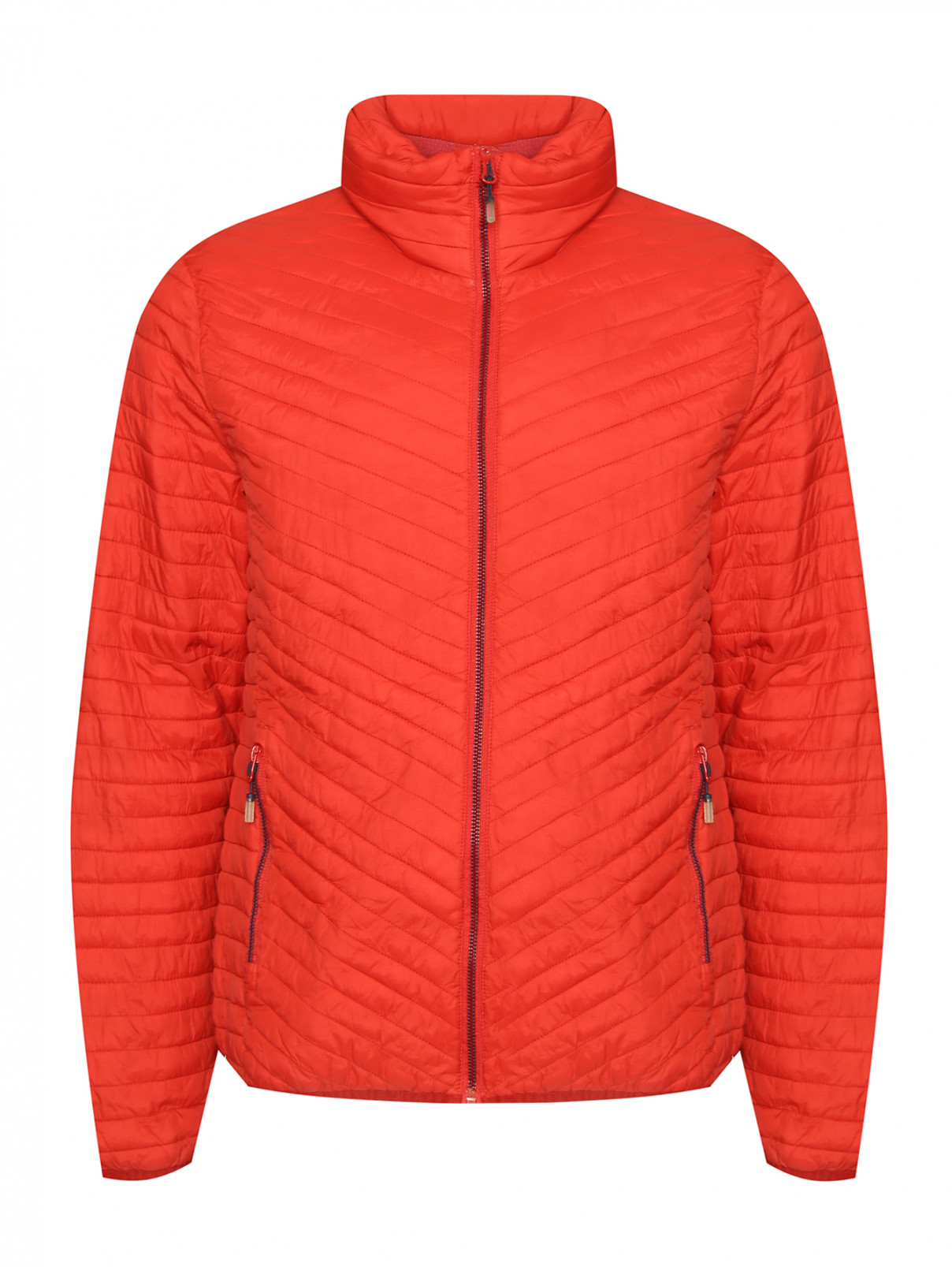 Стеганая куртка на молнии SuperDry  –  Общий вид  – Цвет:  Красный