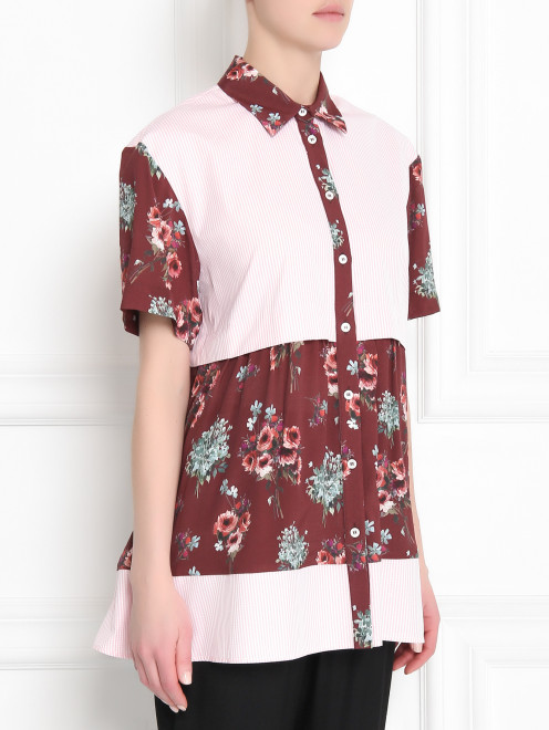 Блуза из хлопка и вискозы с контрастными вставками I'M Isola Marras - МодельВерхНиз