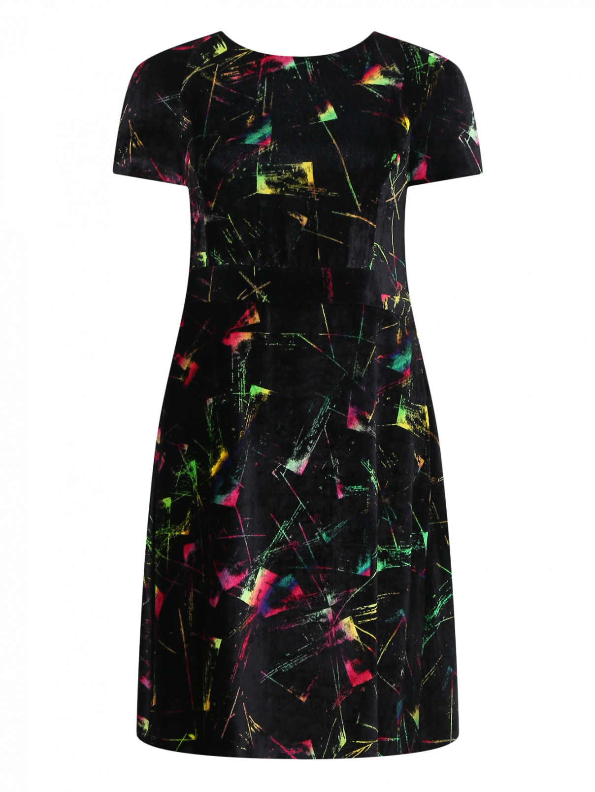 Платье с коротким рукавом и узором Emporio Armani  –  Общий вид  – Цвет:  Черный