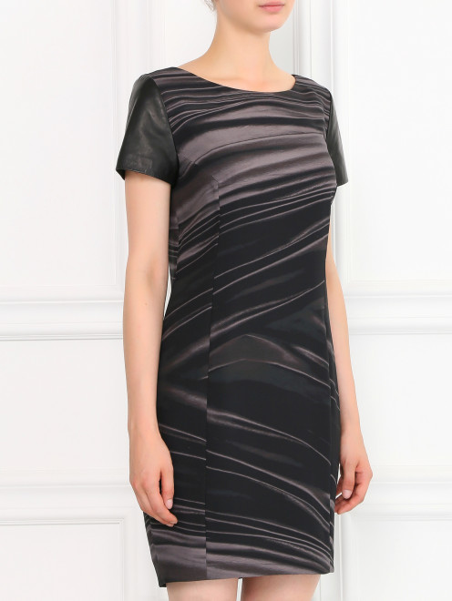 Платье-футляр с узором с кожаными рукавами Barbara Bui - Модель Верх-Низ
