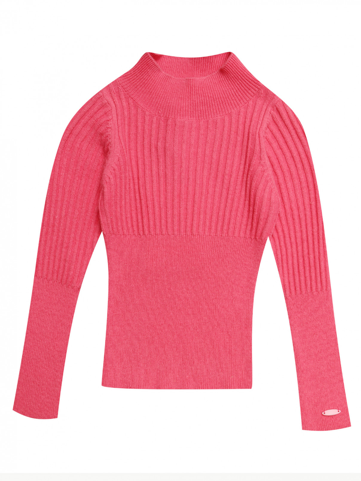 Водолазка из хлопка и шерсти текстурной вязки I Pinco Pallino  –  Общий вид  – Цвет:  Розовый