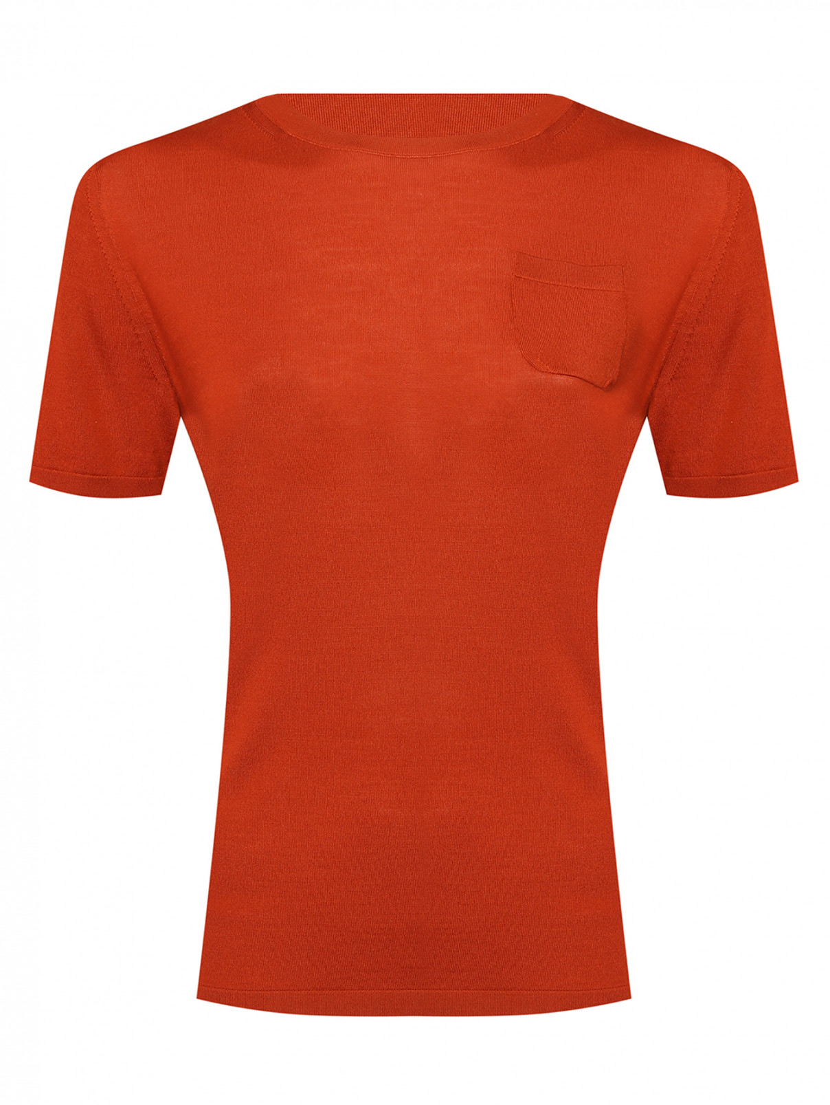 Футболка из шерсти с накладным карманом Max Mara  –  Общий вид  – Цвет:  Оранжевый
