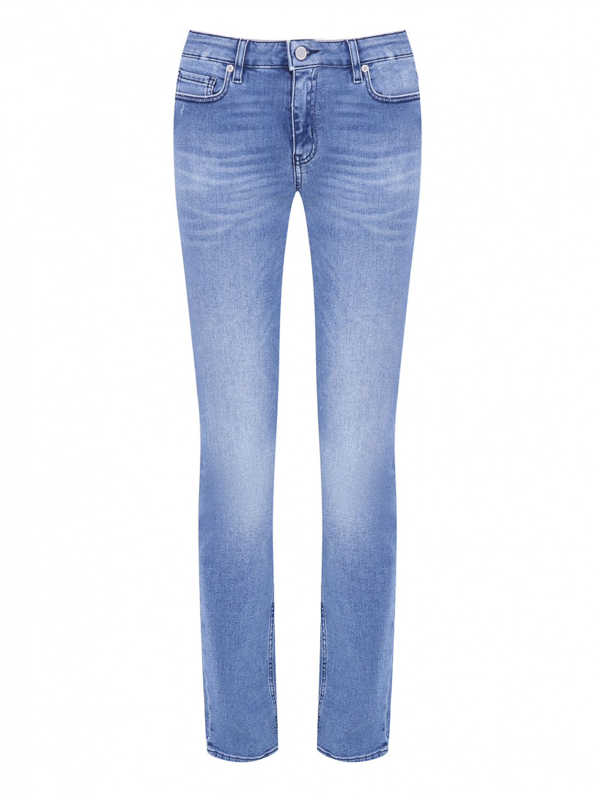 Прямые джинсы с принтом Love Moschino  –  Общий вид  – Цвет:  Синий