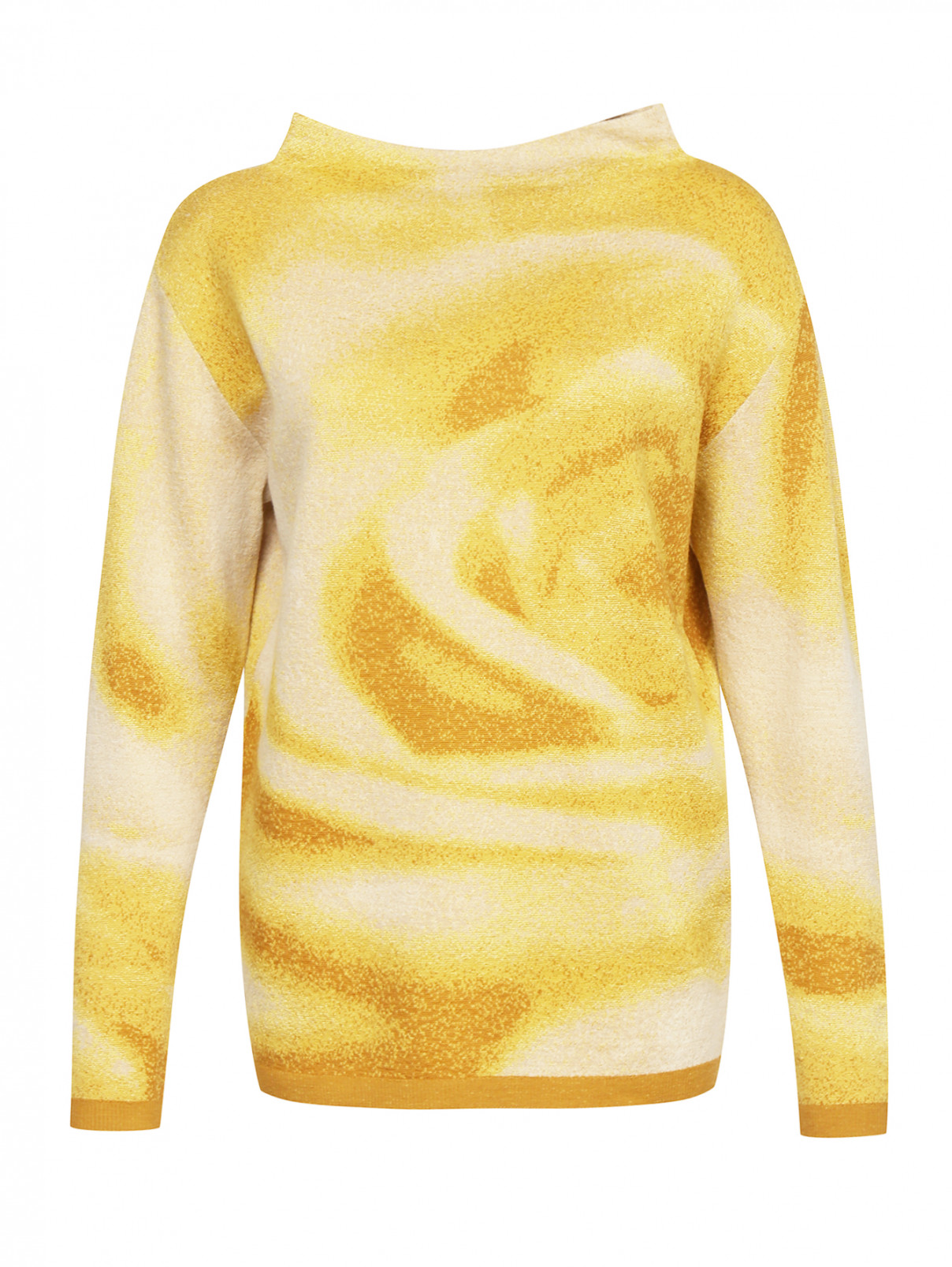 Джемпер из шерсти и шелка с узором Max Mara  –  Общий вид  – Цвет:  Желтый