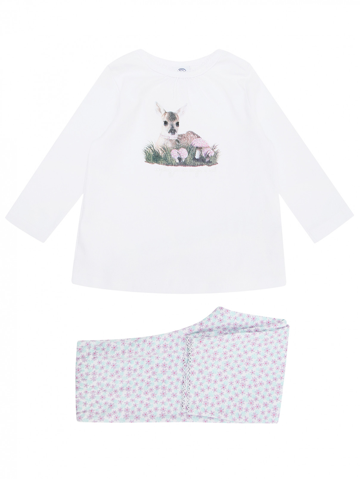 Пижама трикотажная с узором Sanetta  –  Общий вид  – Цвет:  Белый