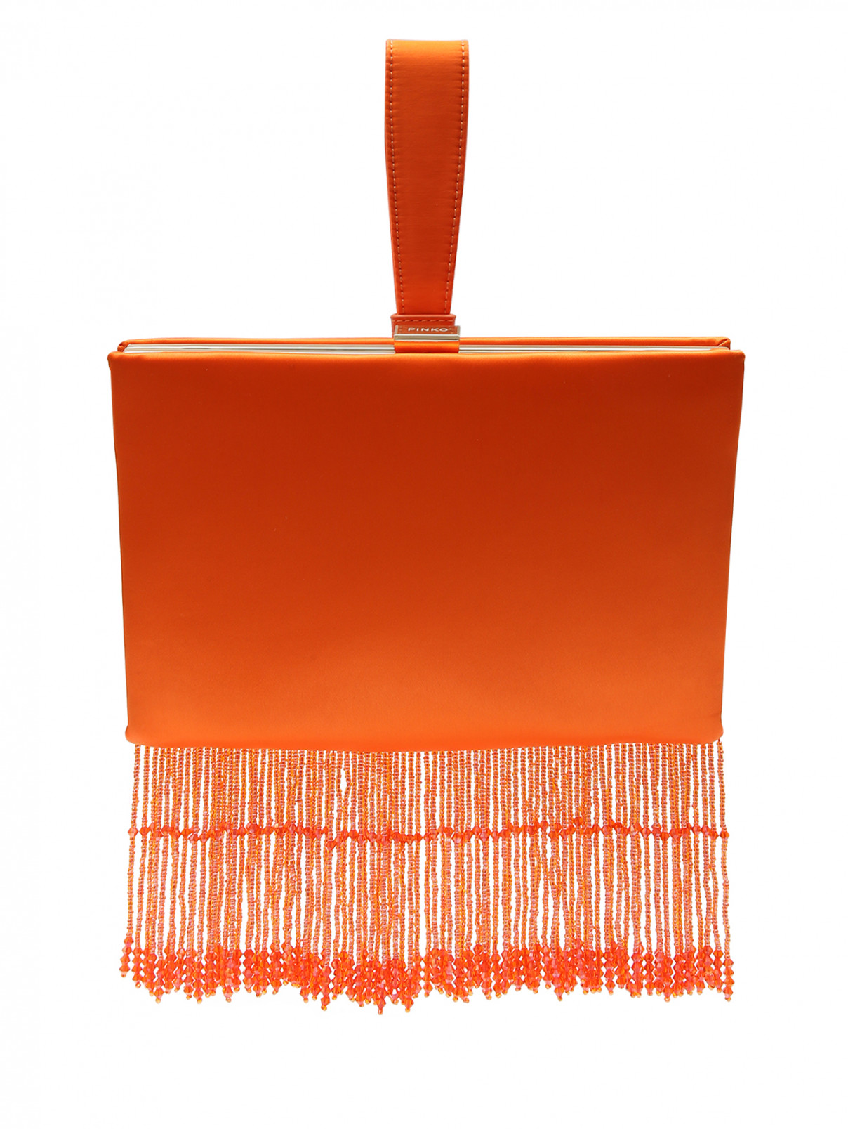 Сумка из текстиля с декором PINKO  –  Общий вид  – Цвет:  Оранжевый
