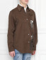 Куртка из денима с бахромой и  вышивкой N21  –  МодельВерхНиз