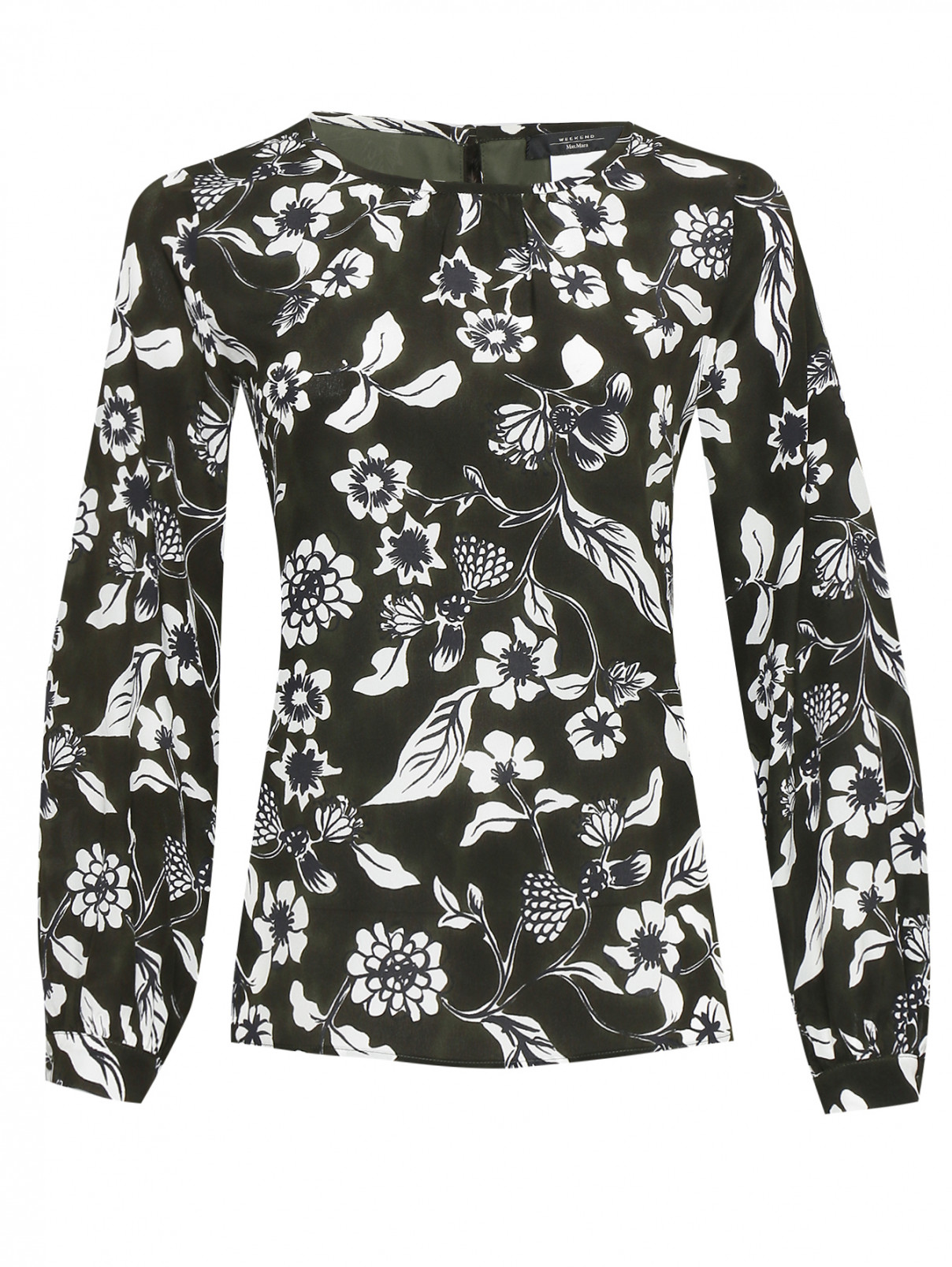 Блуза из шелка с узором Weekend Max Mara  –  Общий вид  – Цвет:  Зеленый