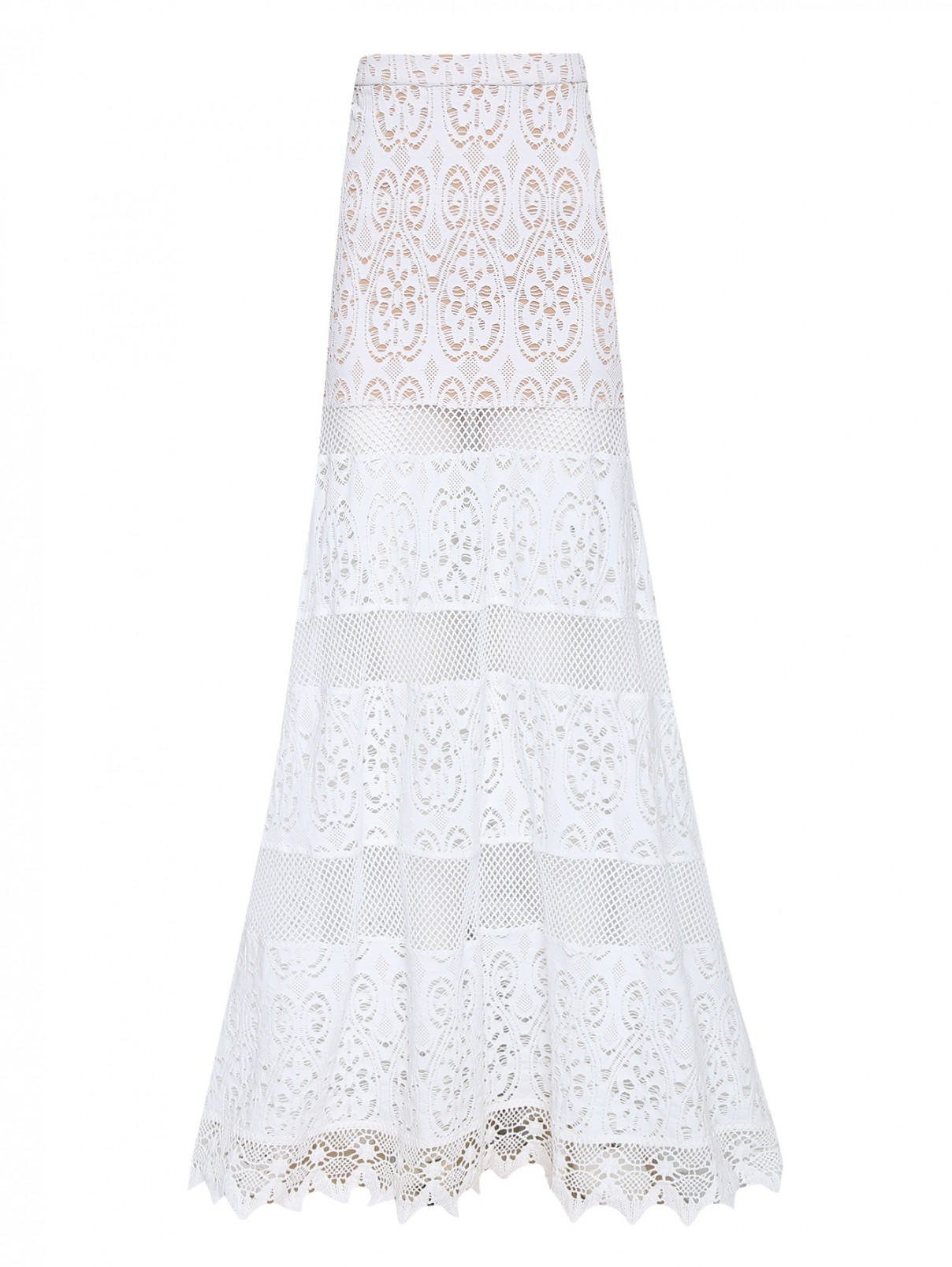 Юбка-макси из хлопка в этническом стиле Versace 1969  –  Общий вид  – Цвет:  Белый