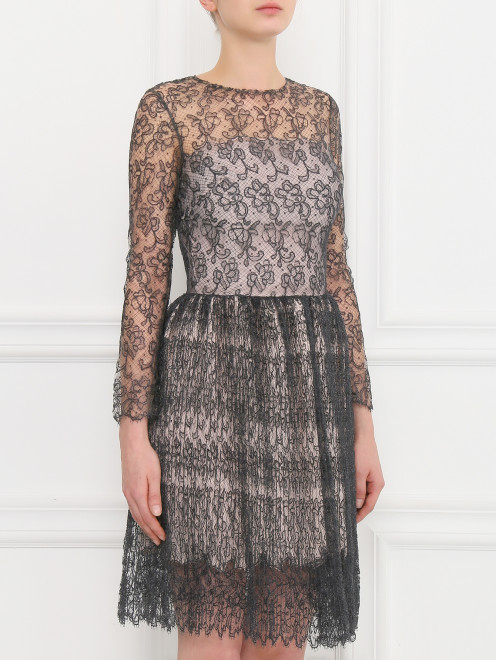 Платье-мини из шелка с ажурным узором Ermanno Scervino - Модель Верх-Низ