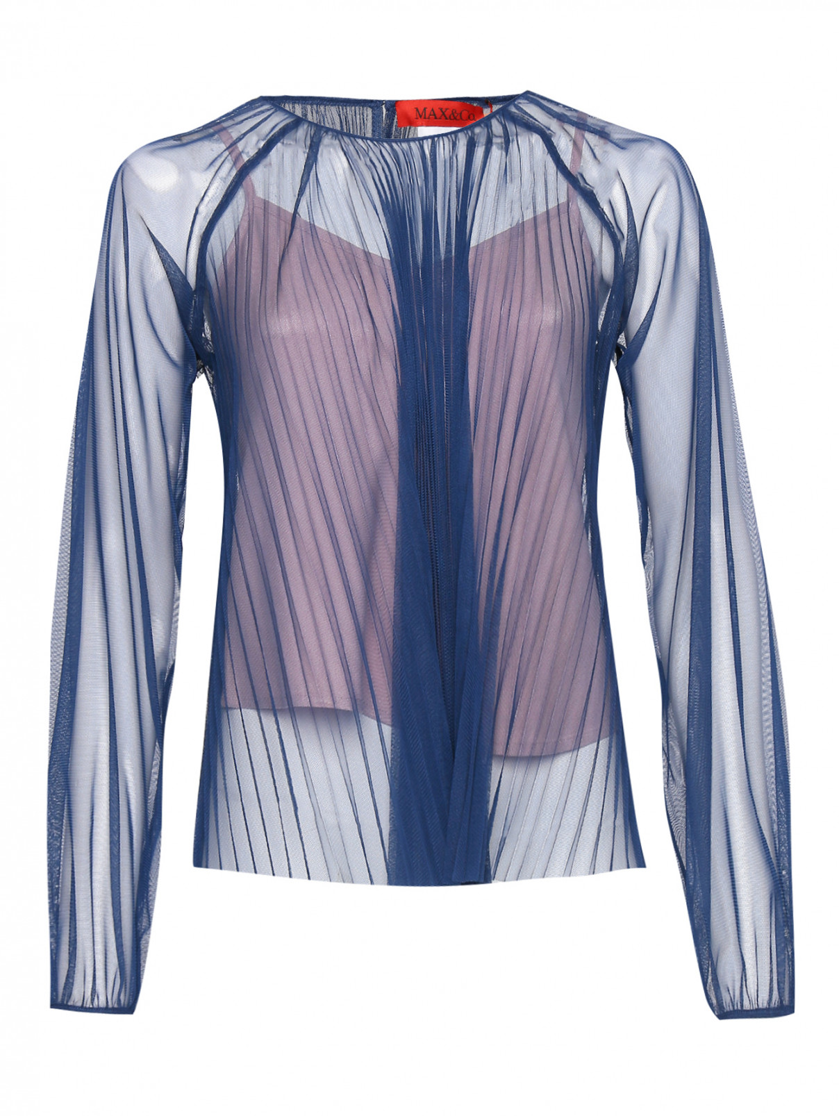 Полупрозрачная блуза из сетки свободного кроя Max&Co  –  Общий вид  – Цвет:  Синий