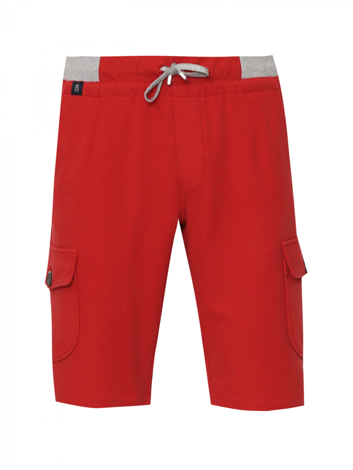 Шорты из хлопка на резинке с карманами Capobianco  –  Общий вид  – Цвет:  Красный