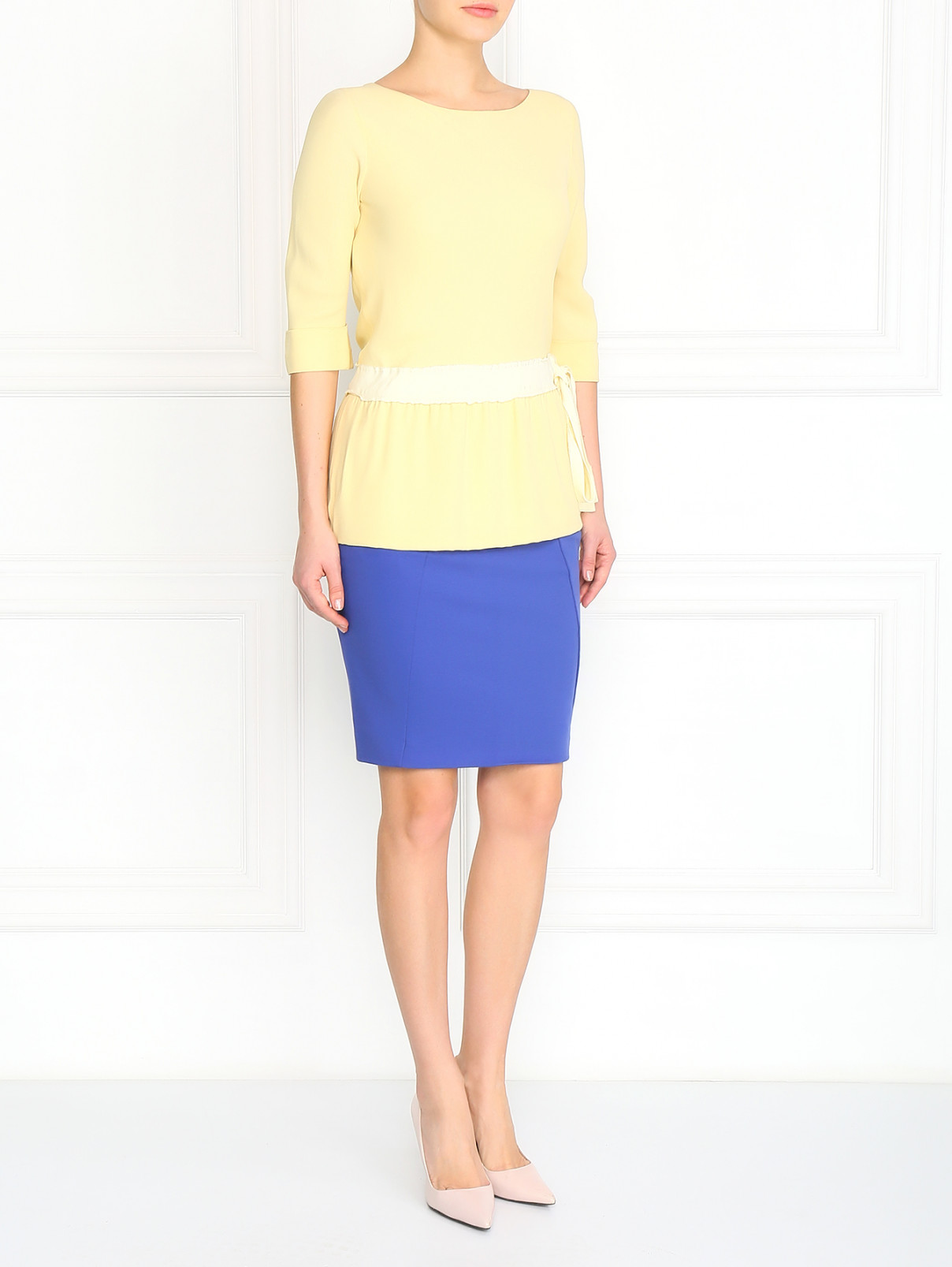Блуза с кулиской на талии Moschino  –  Модель Общий вид  – Цвет:  Желтый