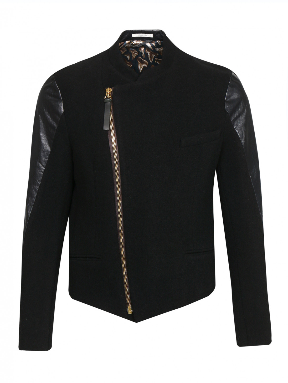 Куртка из шерсти со вставками из кожи Paul Smith  –  Общий вид  – Цвет:  Черный