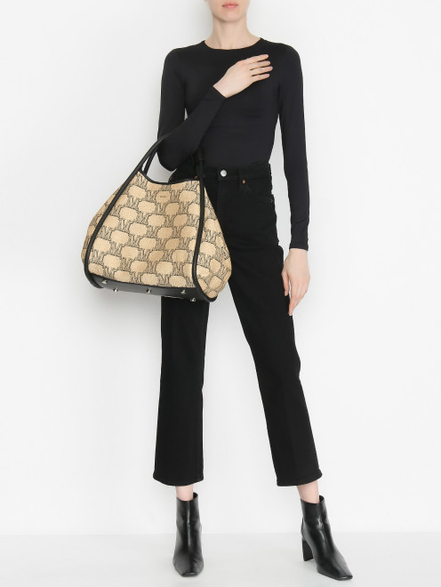 Сумка-тоут из текстиля с узором Max Mara - МодельОбщийВид