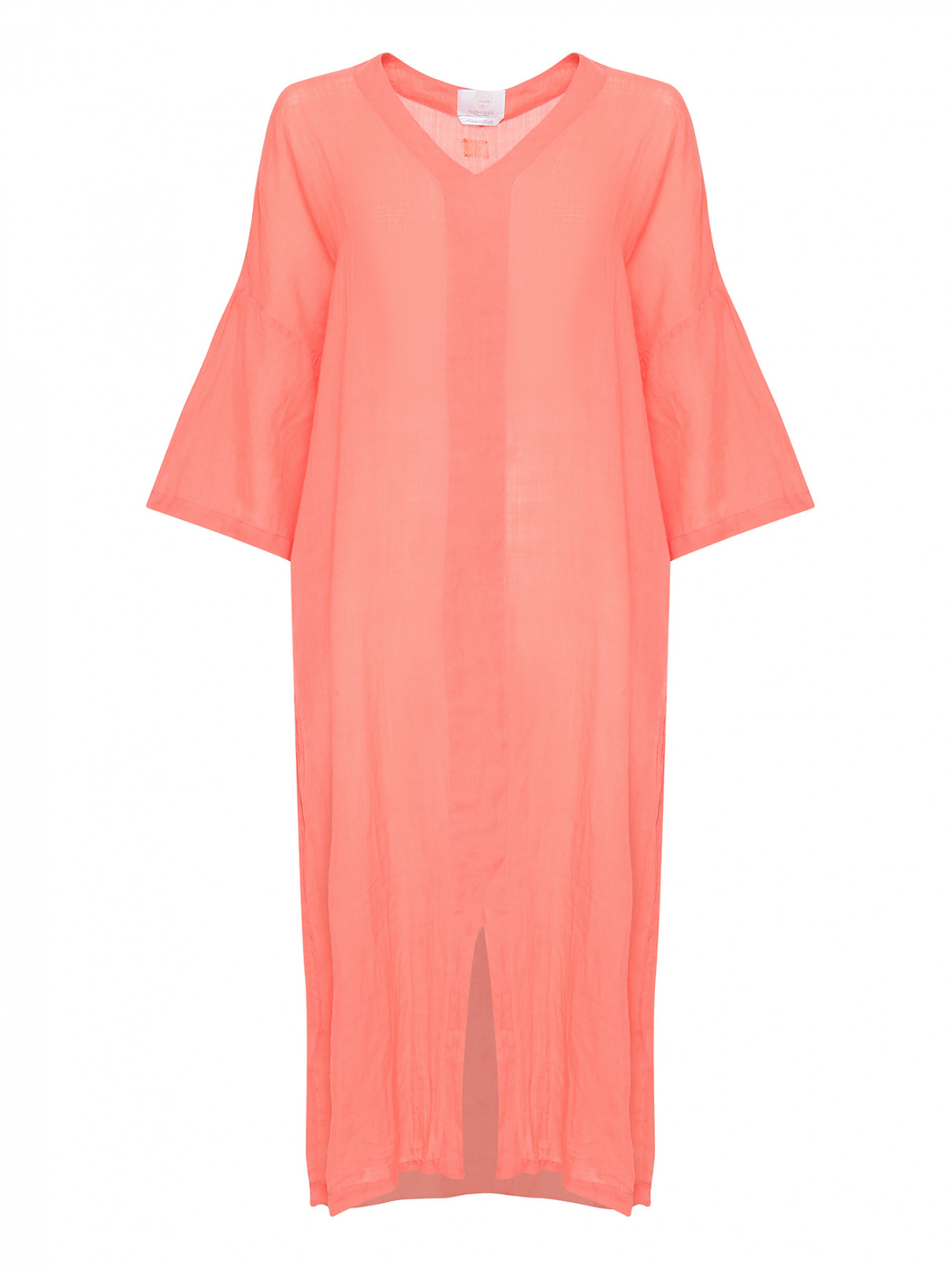 Платье из рамии, прямого кроя Marina Rinaldi  –  Общий вид  – Цвет:  Розовый